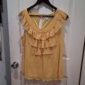 CAbi Mustard Ruffled Blouse